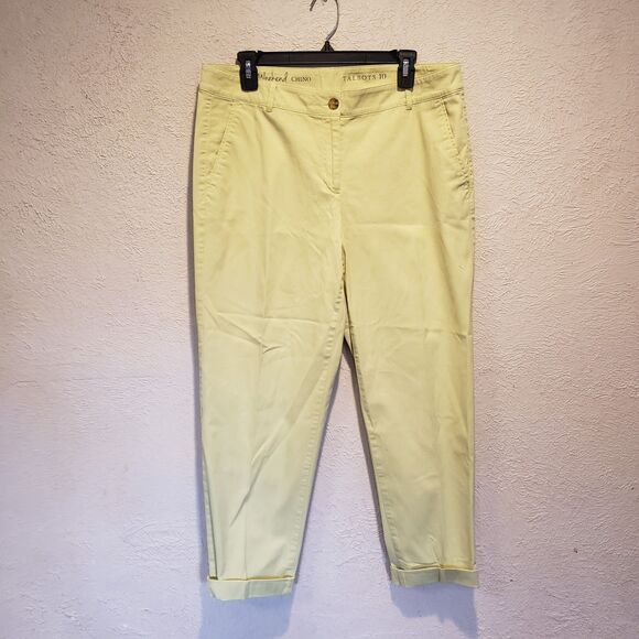 Talbots Pants Womens 10 Yellow Weekend Chino Stretch Pockets Skinny Leg Casual - Picture 2 of 9